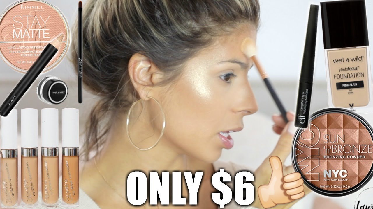 FULL FACE NOTHING OVER $6 & WAVY HAIR TUTORIAL