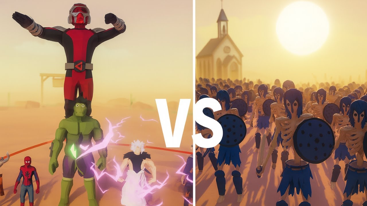 TABS: Marvel Superheroes vs 100 Skeletons - Epic Battle 