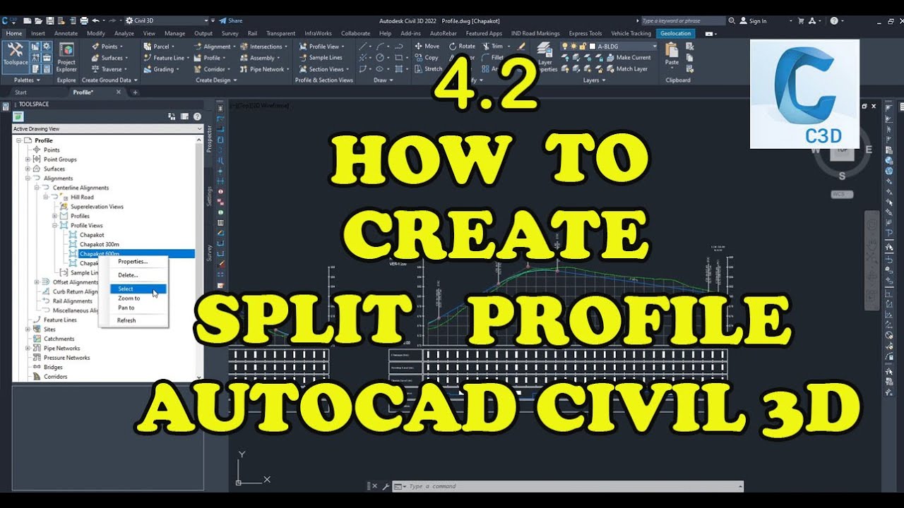 Civil 3D Tutorial - 4.2 - How to create a split profile.