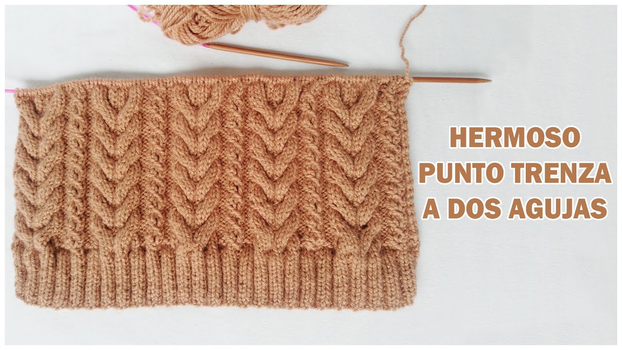 TUTORIAL: hermoso PUNTO TRENZA a DOS AGUJAS - Manualidades Julia