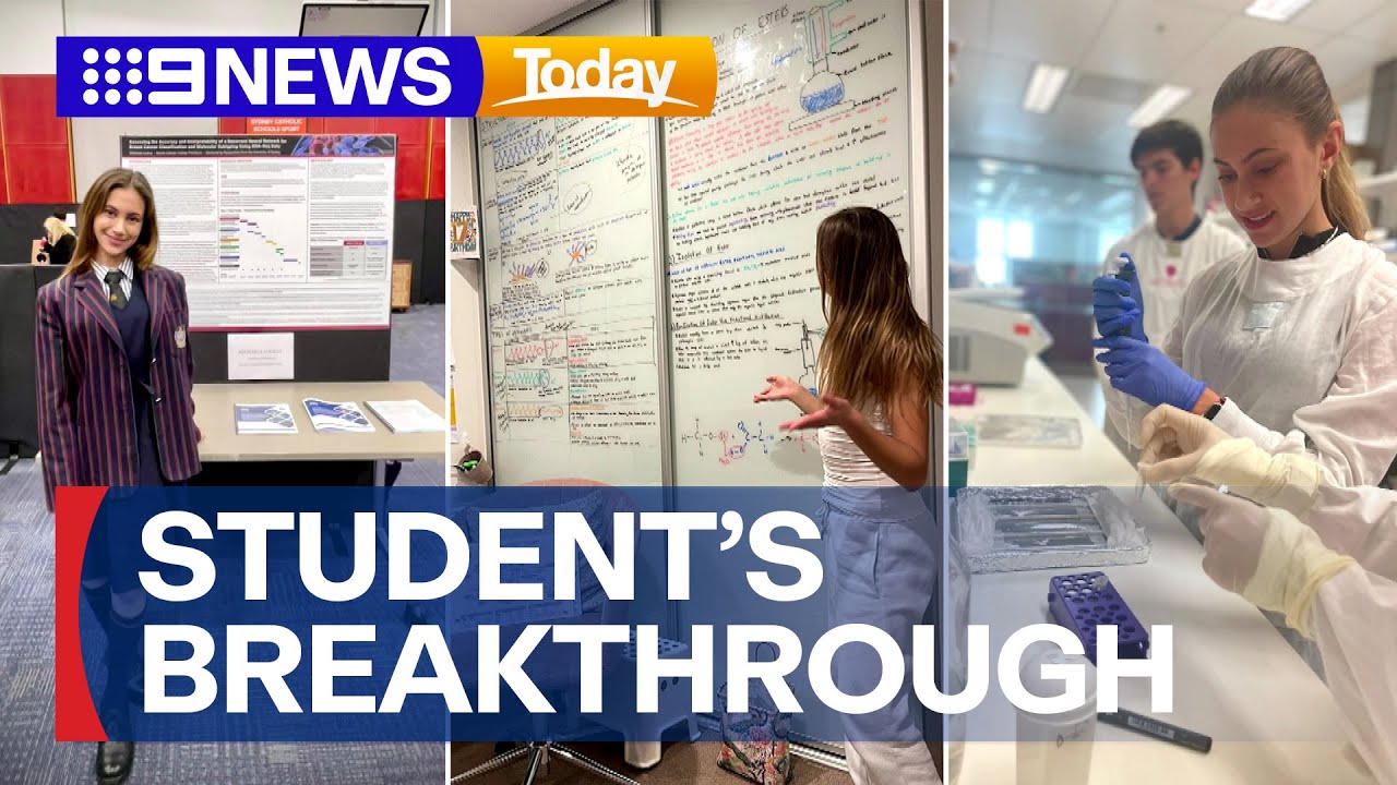 Year 12 student's breast cancer breakthrough | 9 News Australia