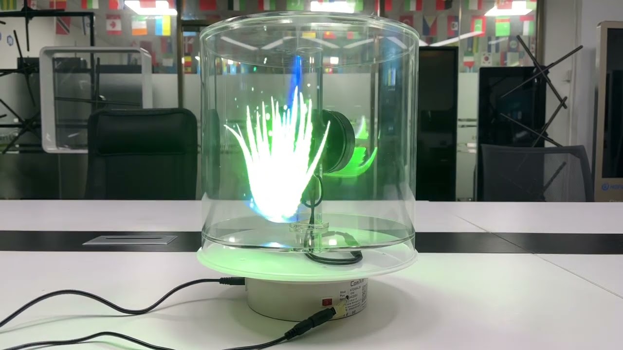 Rotatable table-top hologram fan with Dual sided