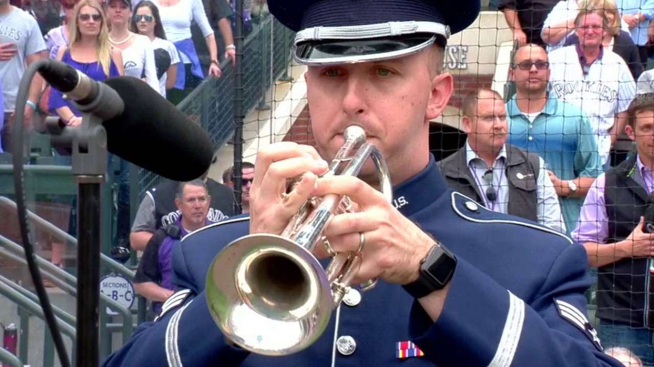 LAD@COL: God Bless America at Rockies' home opener