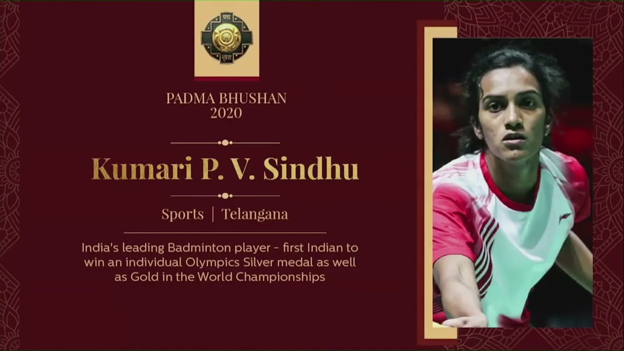 President Kovind presents Padma Bhushan to Kum. P.V. Sindhu for Sports