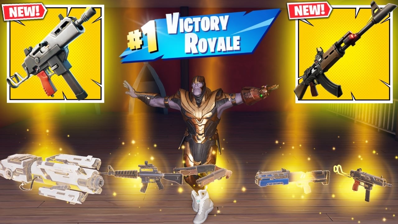 THANOS vs ALL MYTHIC WEAPONS ( FORTNITE CHAPTER 7 SEASON 1)