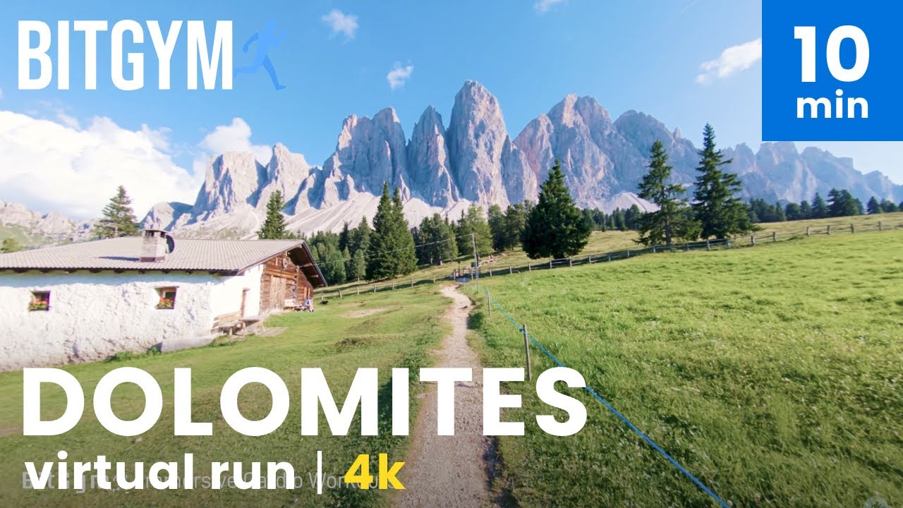 Dolomites - 10 minute cardio warmup run (Download BitGym for the full tour)