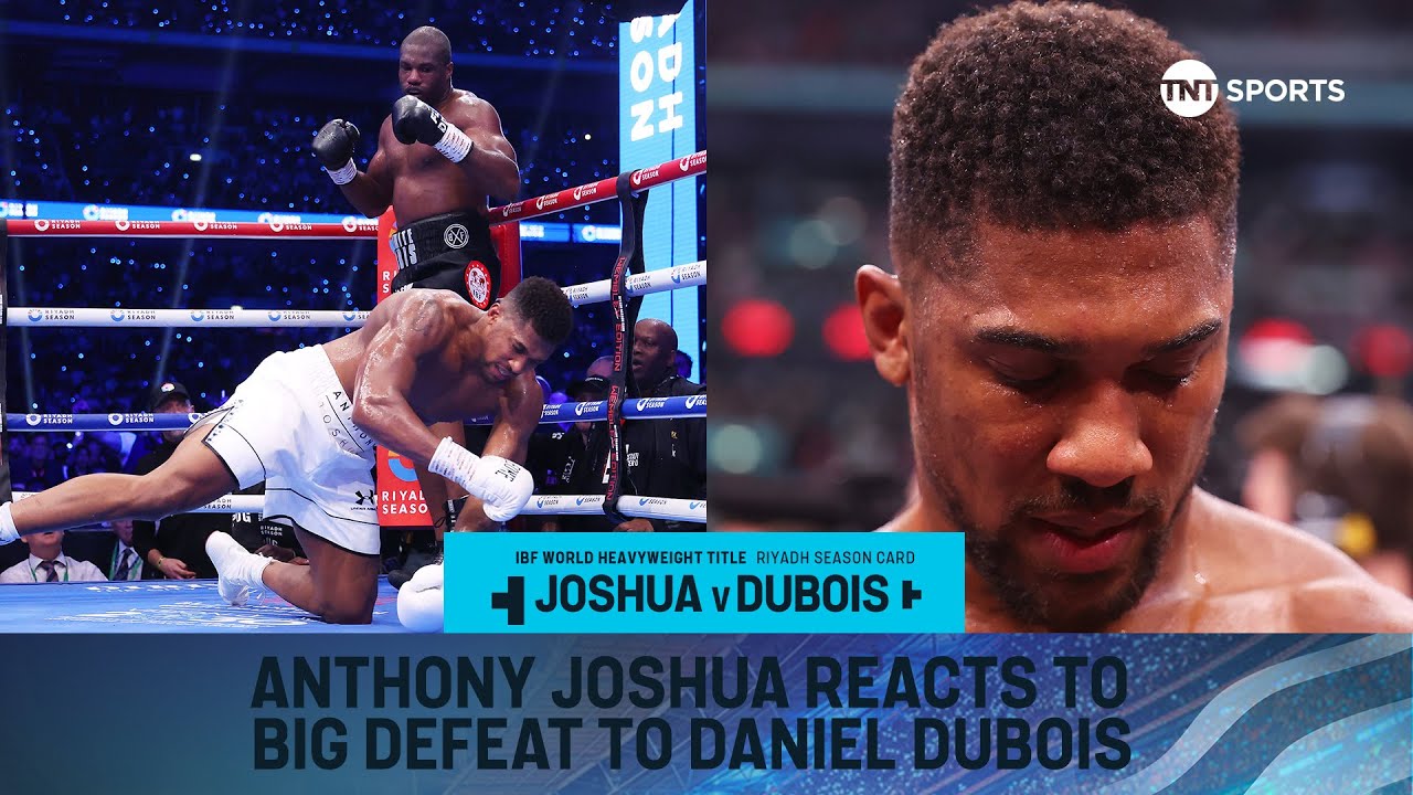 Anthony Joshua reacts after being 'beaten up' by Daniel Dubois 😮 #JoshuaDubois