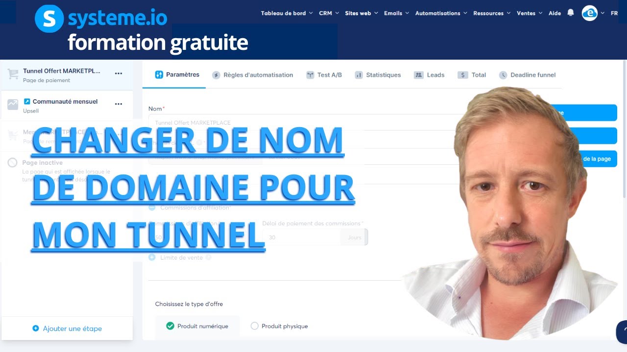 SYSTEME IO - TUNNEL DE VENTE - Changer de NOM DE DOMAINE pour mon TUNNEL SYSTEME IO | DESCRIPTION 🎁