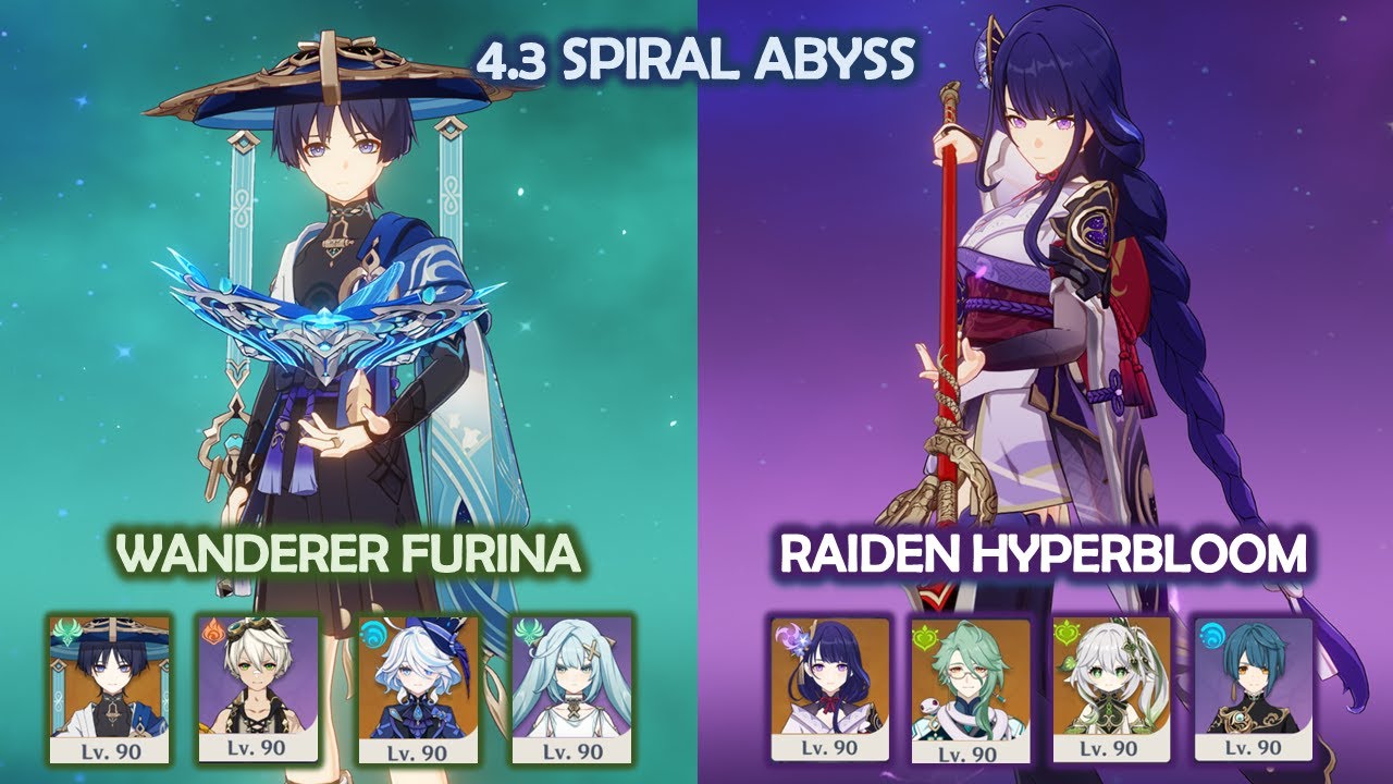 Wanderer Furina & Raiden Hyperbloom - 4.3 Spiral Abyss - Genshin Impact