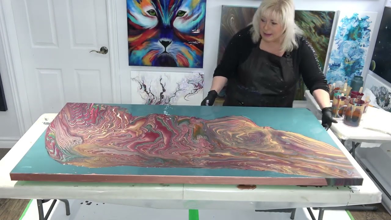 (246) OUUU LaLa! Huge 30x60 Commission Piece  #art #fun #diy #howto #artist #fluidart #acrylics #wow