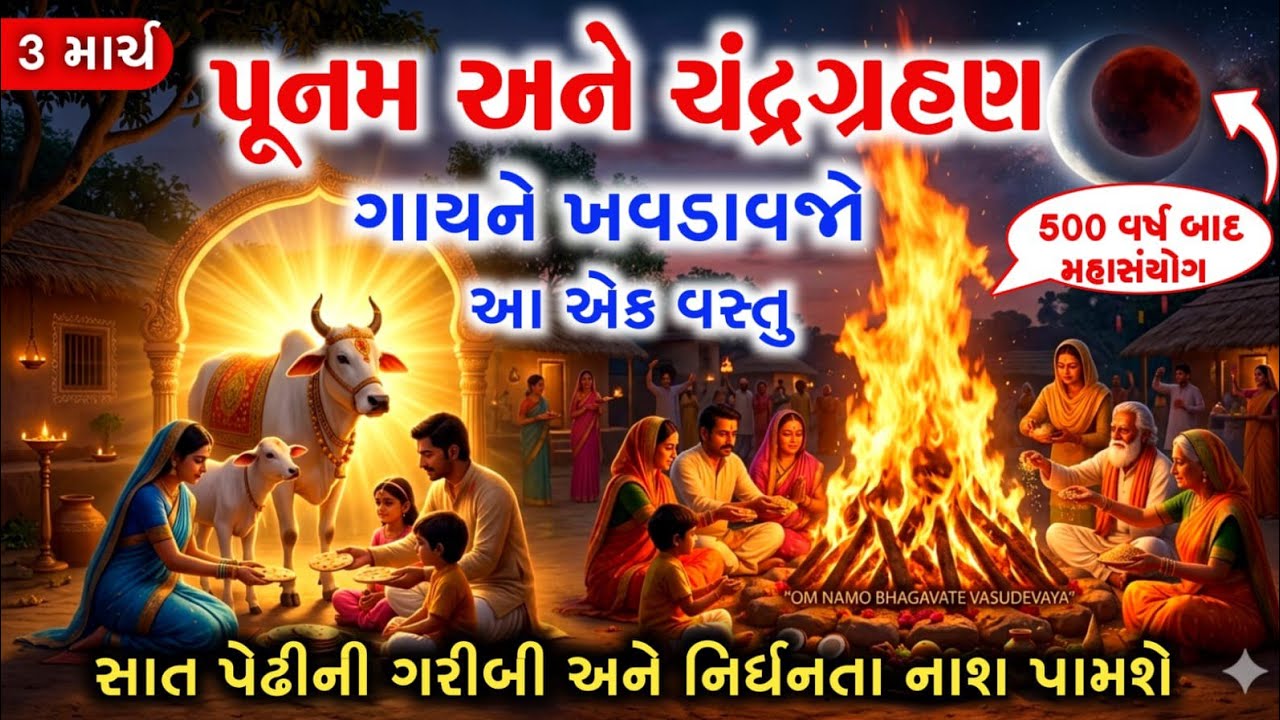 3 માર્ચ ચંદ્રગ્રહણ: ગાયને ખવડાવો આ ૧ ગુપ્ત વસ્તુ, ૭ પેઢી સુધી ગરીબી નહીં આવે! 😱🔥Holika Dahan 2026 ​
