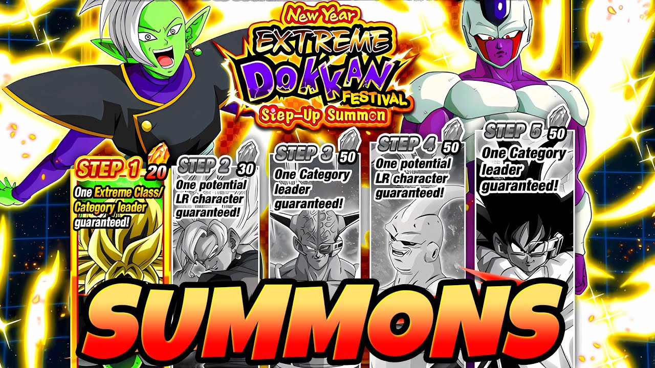 GUARANTEED FEATURED LRs & TURs!! New Year Dokkanfest Step Up Extreme Summons | DBZ Dokkan Battle
