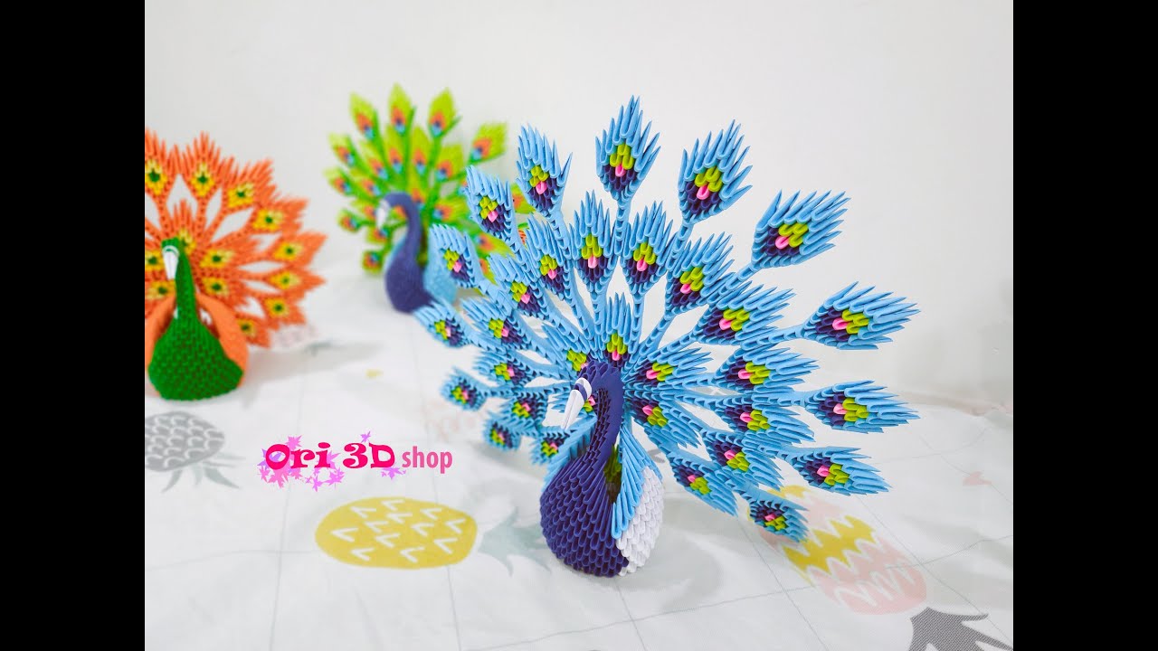 Hướng dẫn xếp Công xoè đuôi Origami | Tutorial a Peacock 3D Origami