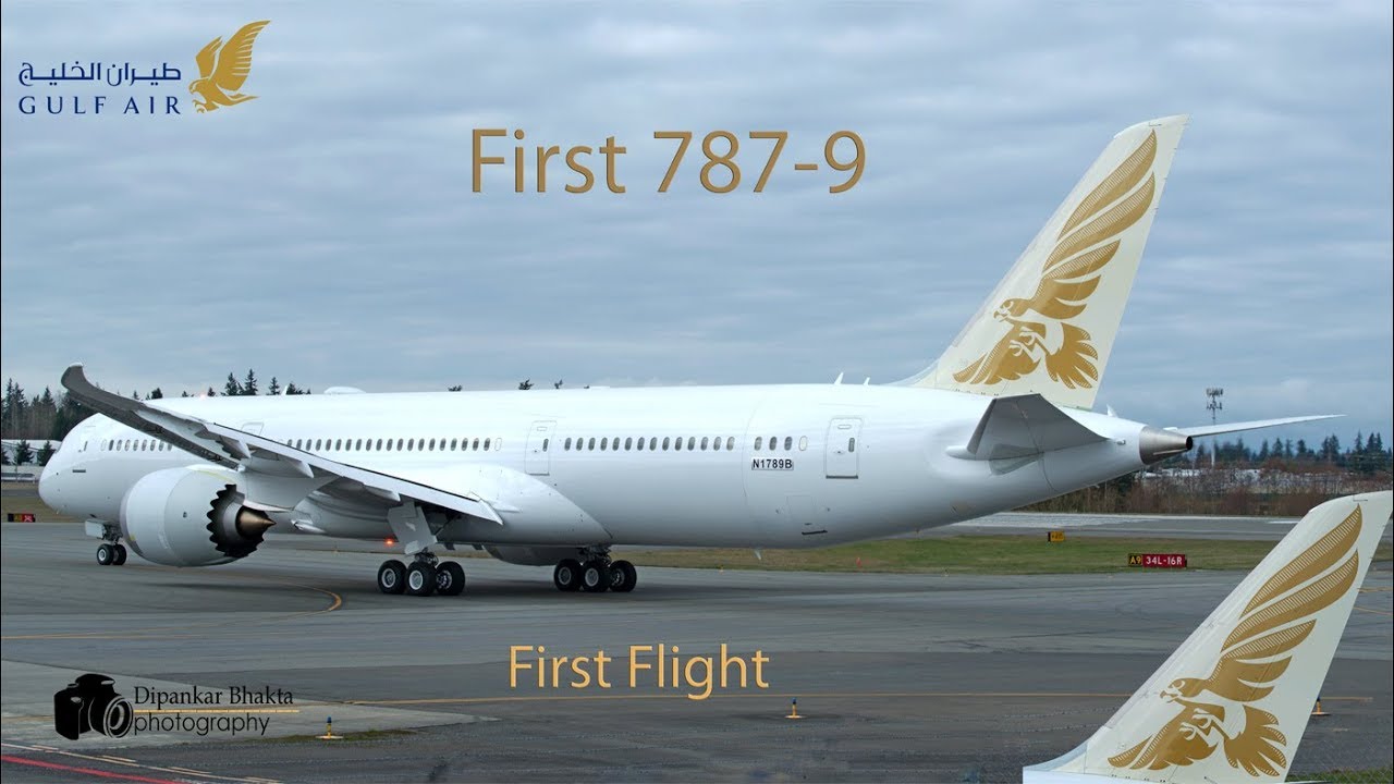Gulf Air's First B787-9 (A9C-  ) First Flight RTO+take off+landing@ KPAE