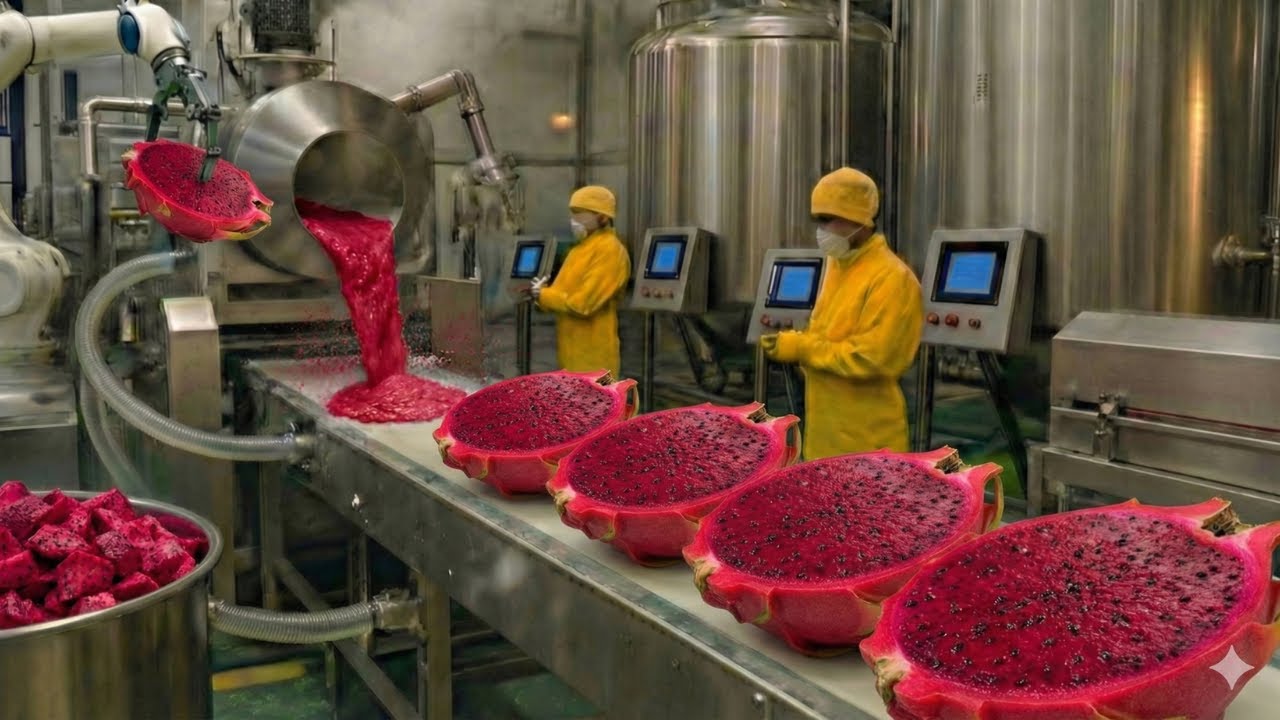 Inside a Modern Red Dragon Fruit Factory: From Dragon Fruit to Bakery Bread (Full Process)