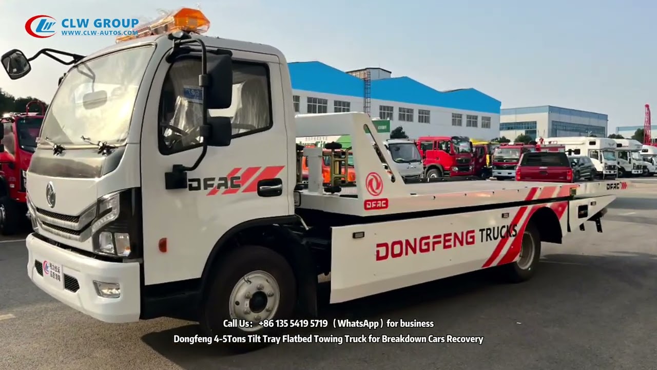 Dongfeng 4-5 Tons Tilt Tray Hydraulic Flatbed Tow Truck for Breakdown Accident Damaged Cars Recovery