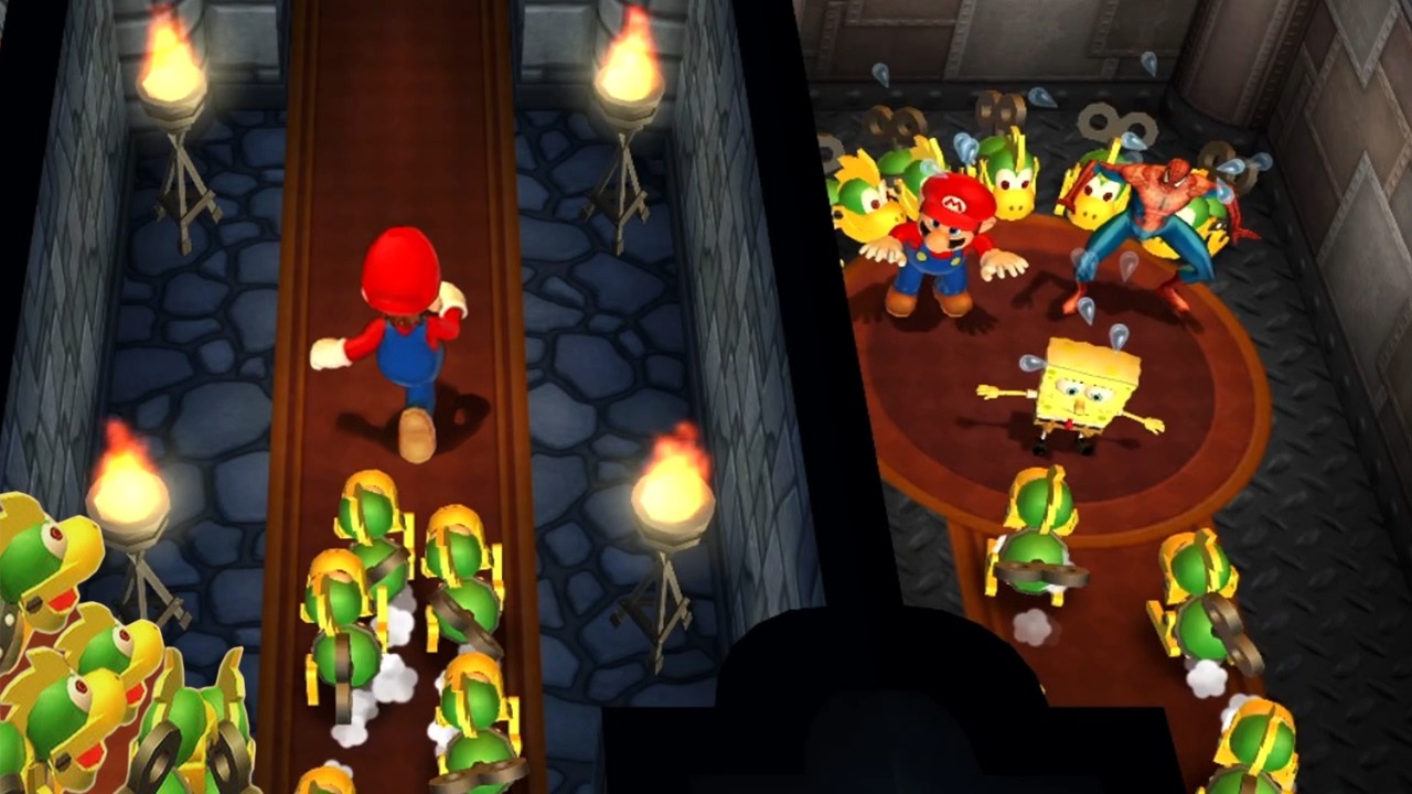 Mario Party 9 MInigames - Mario Vs Luigi Vs Spider Man Vs Spongebob (Master CPU)