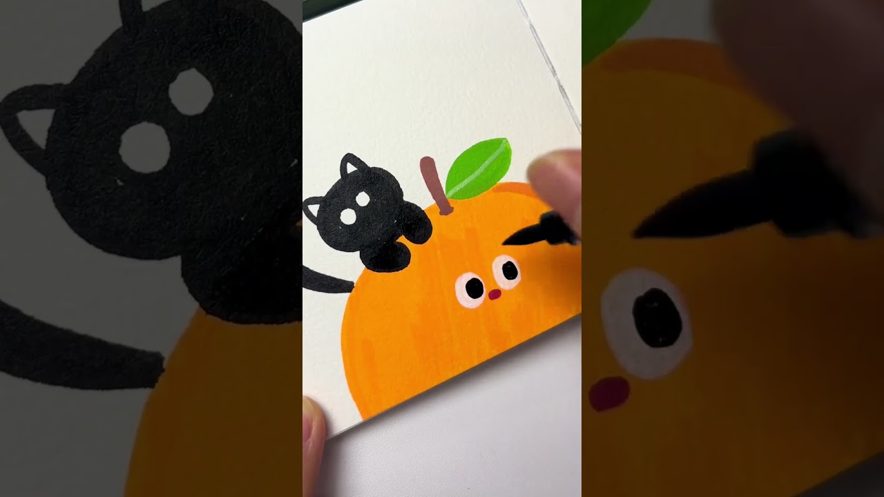 Draw a CUTE Orange Cat 😽in Just 5 Seconds!#SimpleSketching#ImmersiveDrawing#Children'sArt