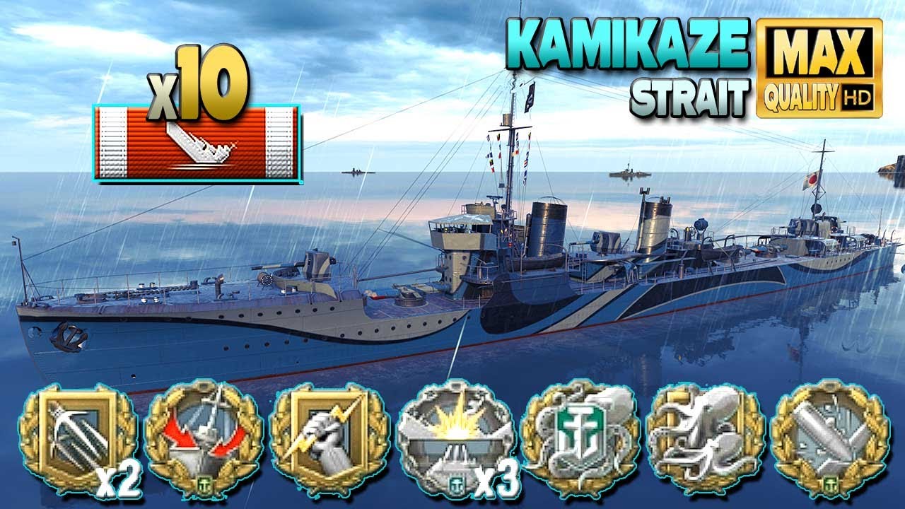 Эсминец Камикадзе: на карте Пролив уничтожено 10 кораблей - World of Warships