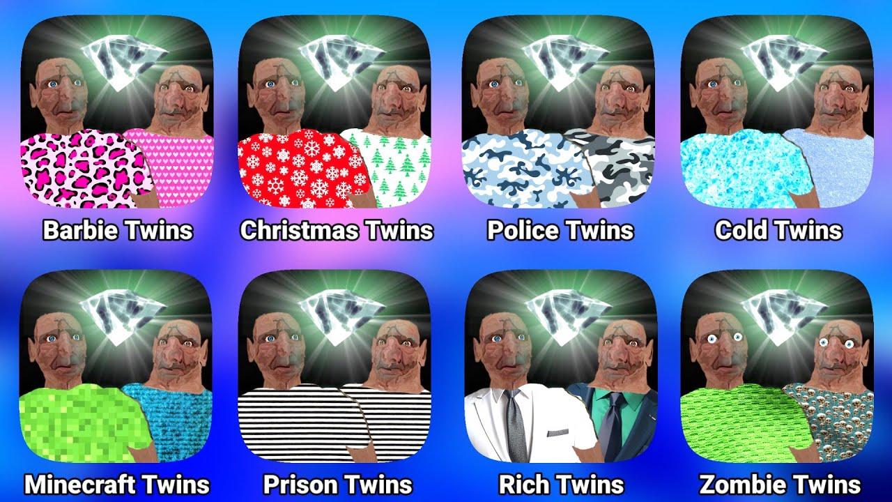 The Twins All Mods || Barbie Twins | Police Twins | Minecraft The Twins | Christmas Twins | New Mod