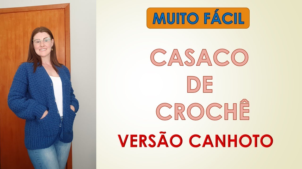 [VERSÃO CANHOTO] Casaco feminino em crochê | Adriana Croche #crochet #aprendendocroche #casaco