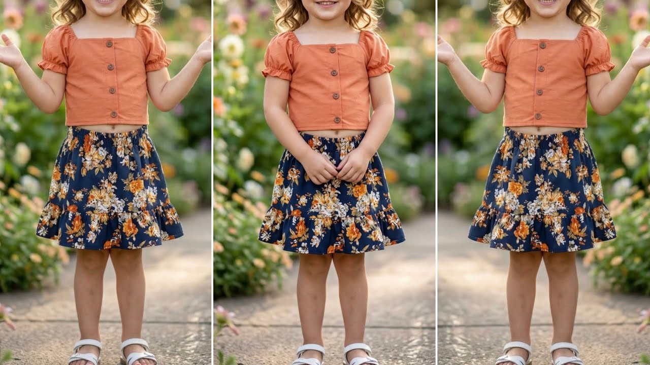 Baby Shirt With Puff Sleeve and Frill Skirt Cutting and Stitching/Baby Dress Design