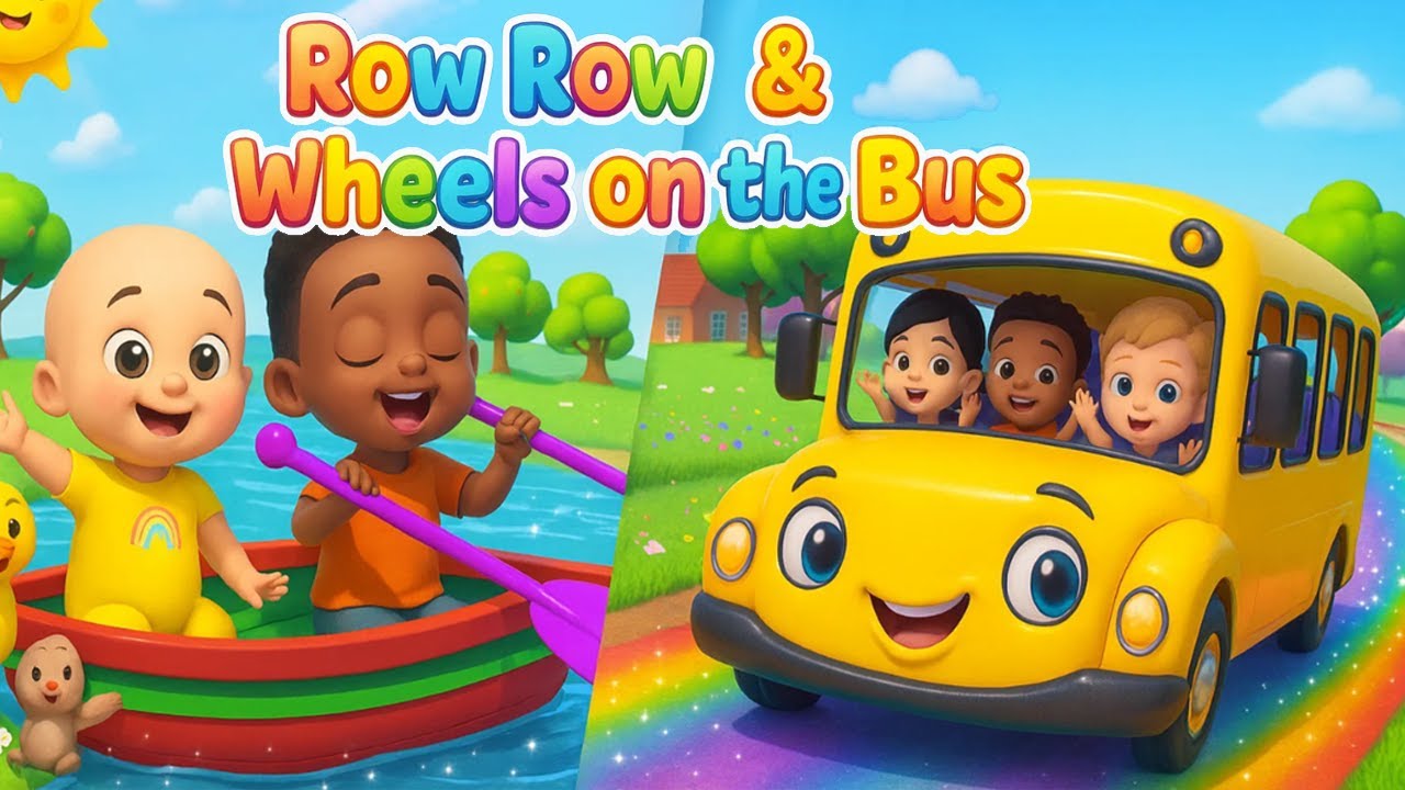 Row Row Row Your Boat & Wheels on the Bus | Fun 3D Kids Songs Compilation | @HymnHeroes