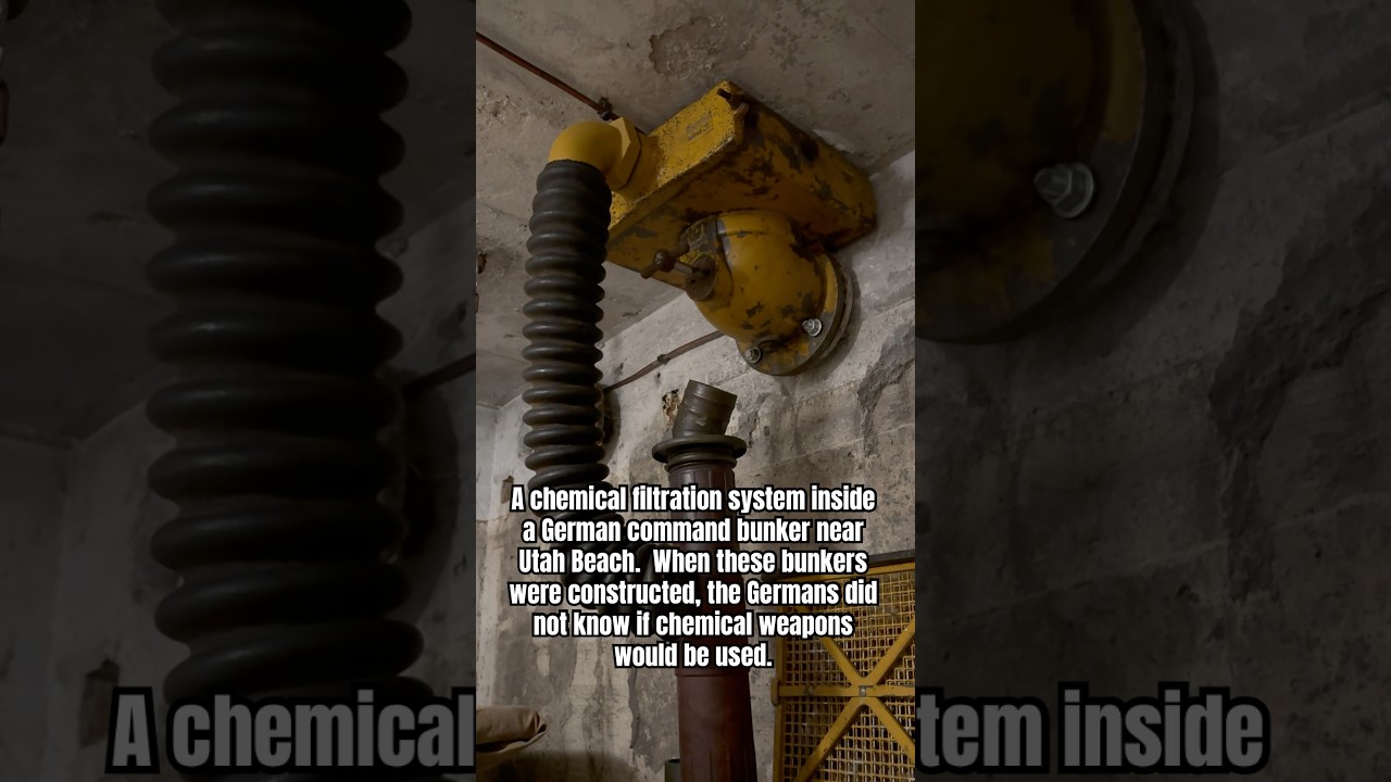 A chemical filtration system inside a German command bunker near Utah Beach.