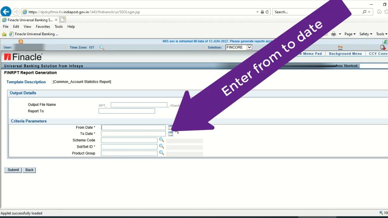 Post Office Account Opening and Closure Figure with Values | Statistical Report | Finacle MIS report