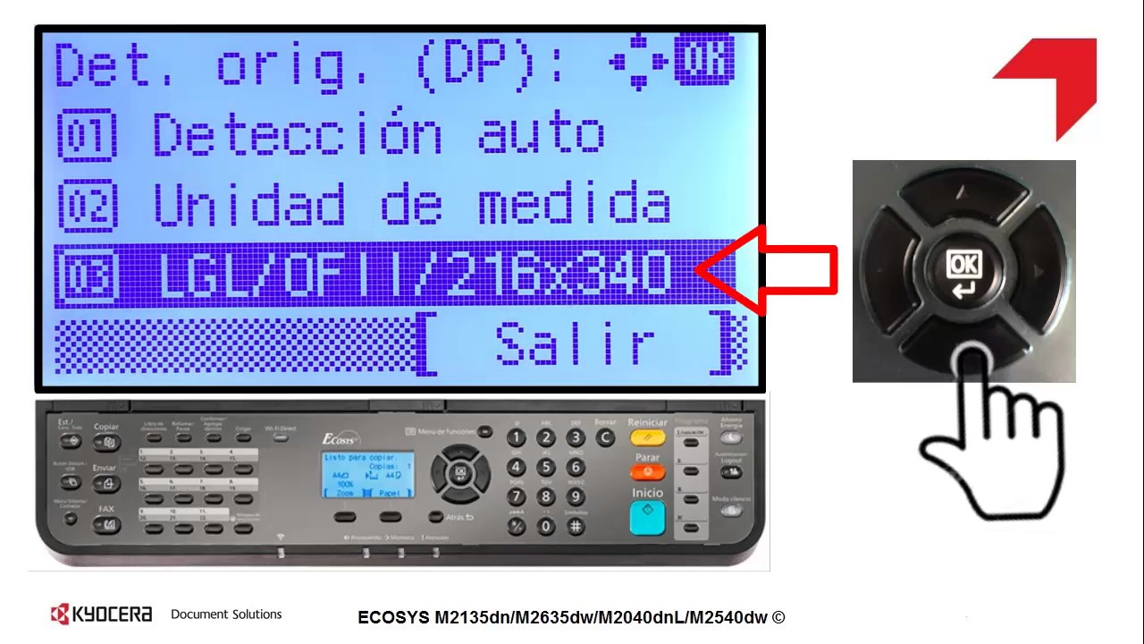 ECOSYS M2040dnL Series Copia mezclando hojas tamaño carta y oficio