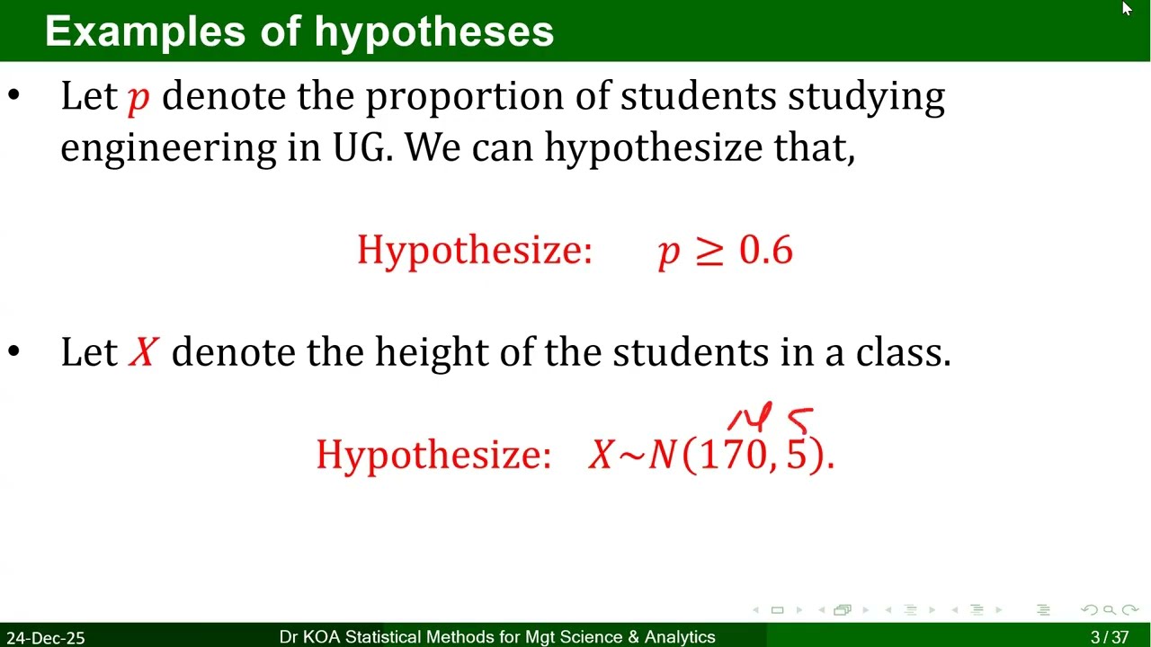 S9 Stats for Mgt Sc Hypothesis Testing