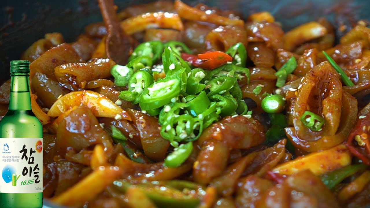 술안주 🤪 중독의 돼지껍데기볶음 ~입은 거부하는데 손은 계속가는 마성의 맛