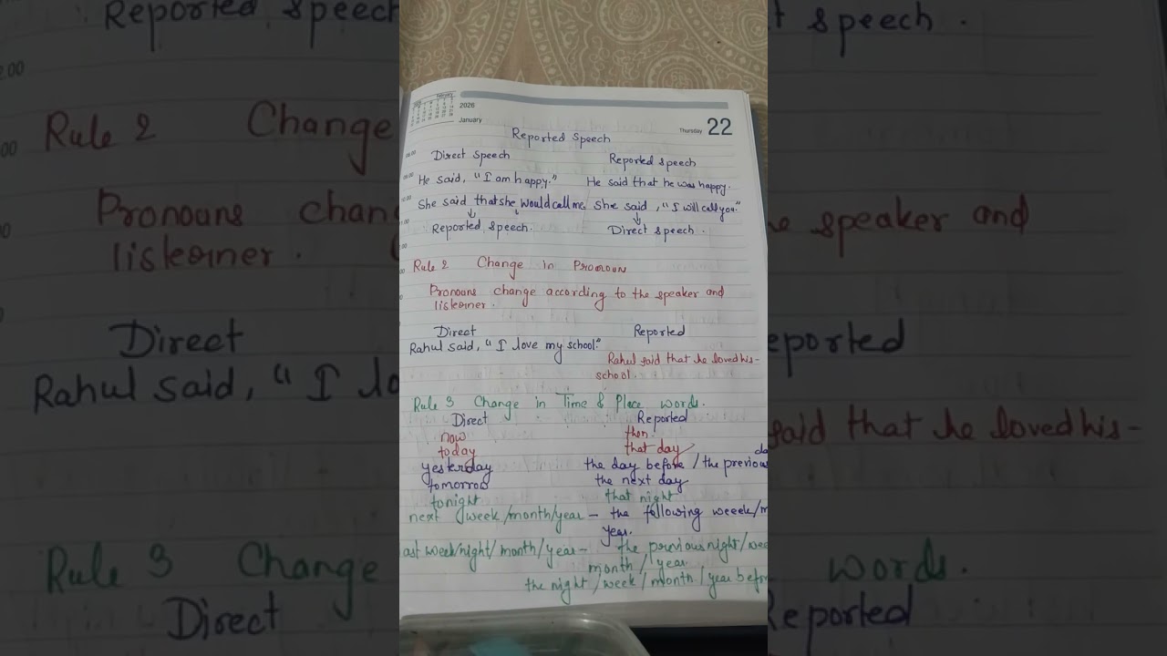 Direct andIndirect SpeechPart -1#learn# Handwrittennotes#easy #studyguide#studymotivation#boardexam 