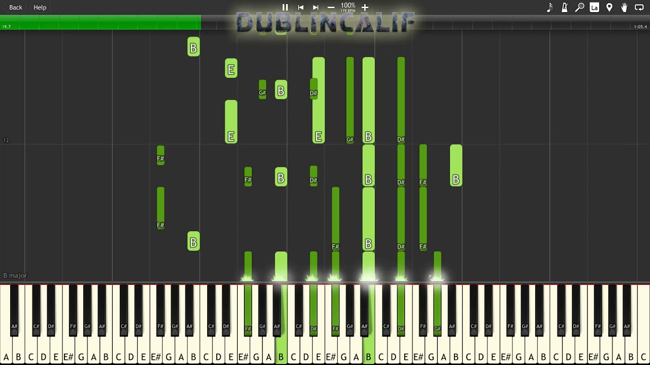 Pokemon X & Y - Coiffure Clips Theme Piano Tutorial Synthesia