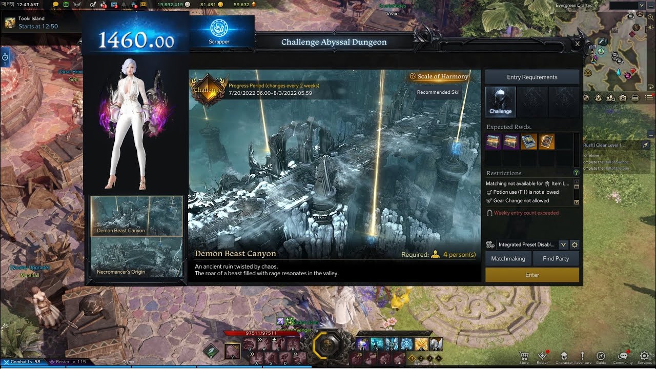 Lost Ark - Challenge Abyssal Dungeon Demon Beast Canyon - Taijutsu Scrapper 1460