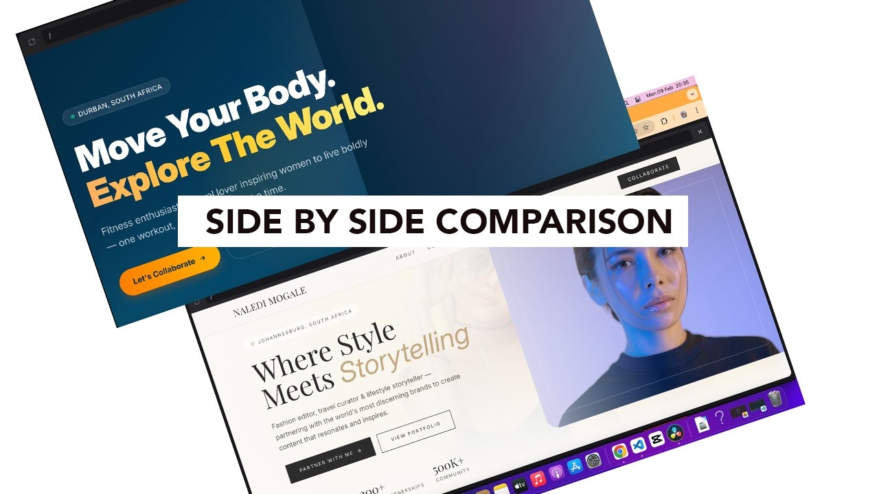 Side by side comparison of ai generated website/blog