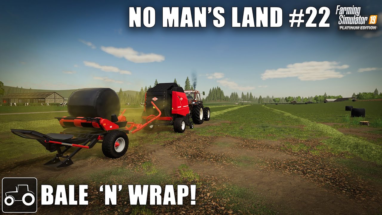 Baling & Wrapping Grass For Silage - No Man's Land #22 Farming Simulator 19 Timelapse