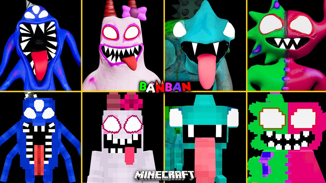 Garten of Banban 6 ALL JUMPSCARES vs MINECRAFT | Evil Chamataki & Tamataki, Evil Nabnab