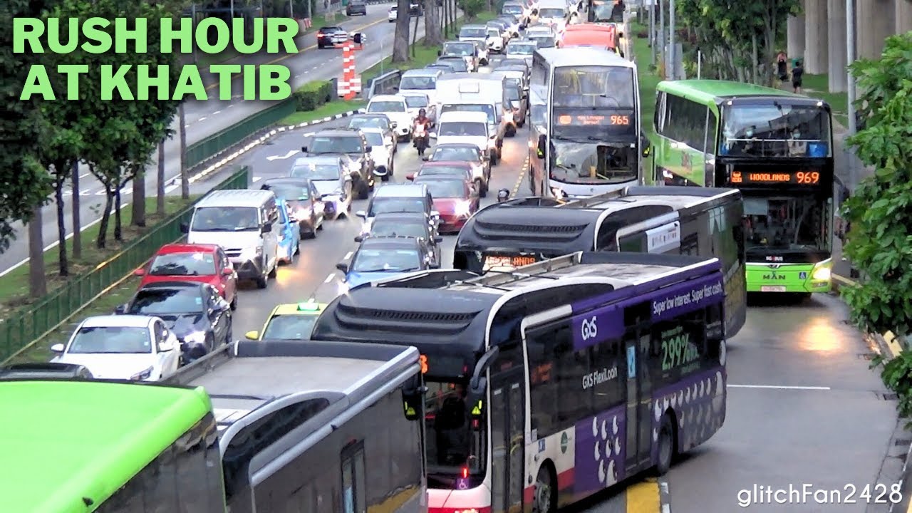 Buses at Khatib Station during Peak Hour , Singapore 2023
