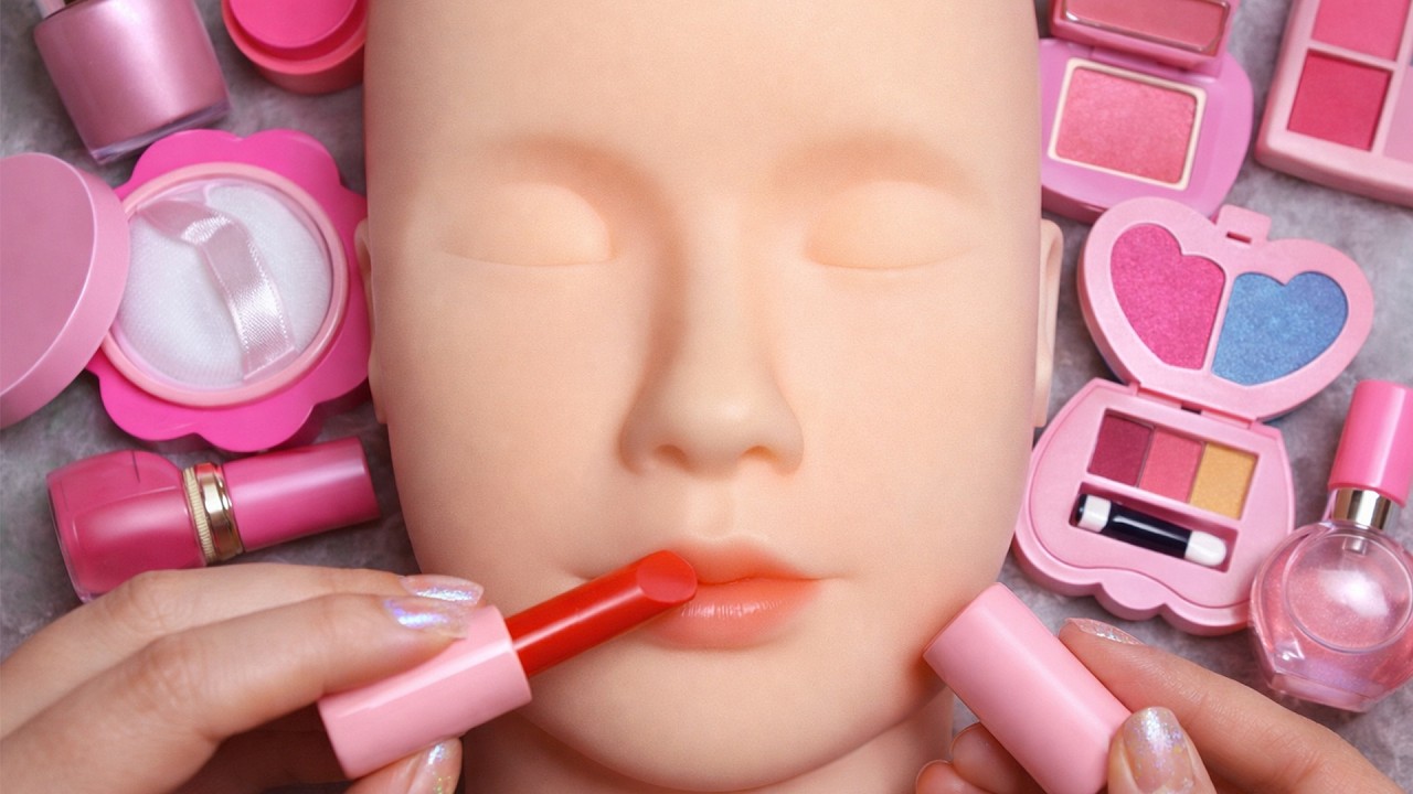 ASMR Skincare and Pink Makeup  on Mannequin