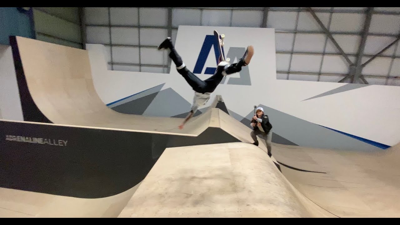 Christ air backflips at the new Adrenaline Alley wAIRhouse