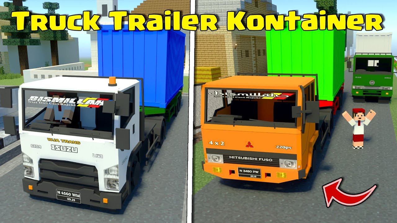 ADDON TRUK TRAILER MUAT KONTAINER BESAR DAN KEREN DI MCPE