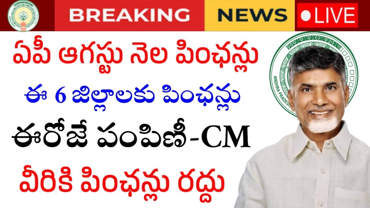 ఏపీ ఆగస్టు నెల పింఛన్లు-ఈ 6 జిల్లాల వారికి ఈ రోజే పంపిణీ|Ap August Month Pensions Upadet|Ap Pensions