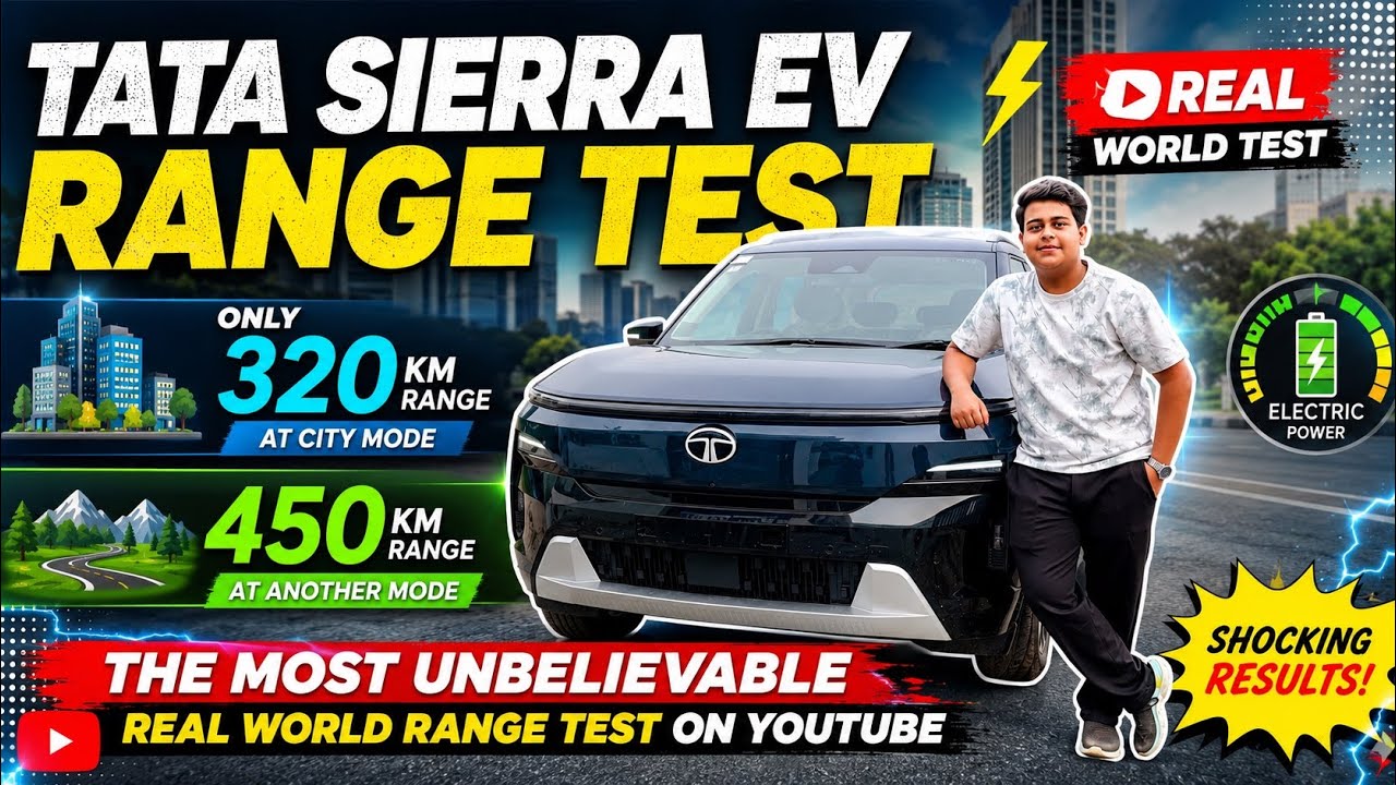 TATA SIERRA EV RANGE TEST | REAL WORLD RANGE 320 KM ON CITY MODE! CAN IT GO 450 KM ON A SINGLE CH...
