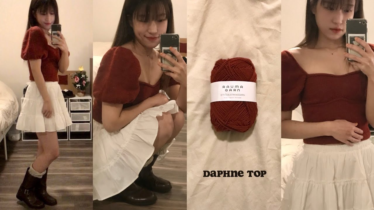 [미국 뜨개로그] 12월엔 빨강이 뜨고싶어 ~ 다프네탑 연말 ver. ♥️ | 이사한 집에 리스대신 인형으로 현관 꾸미기 + 봉숭아 물들이기 😙 (sub)