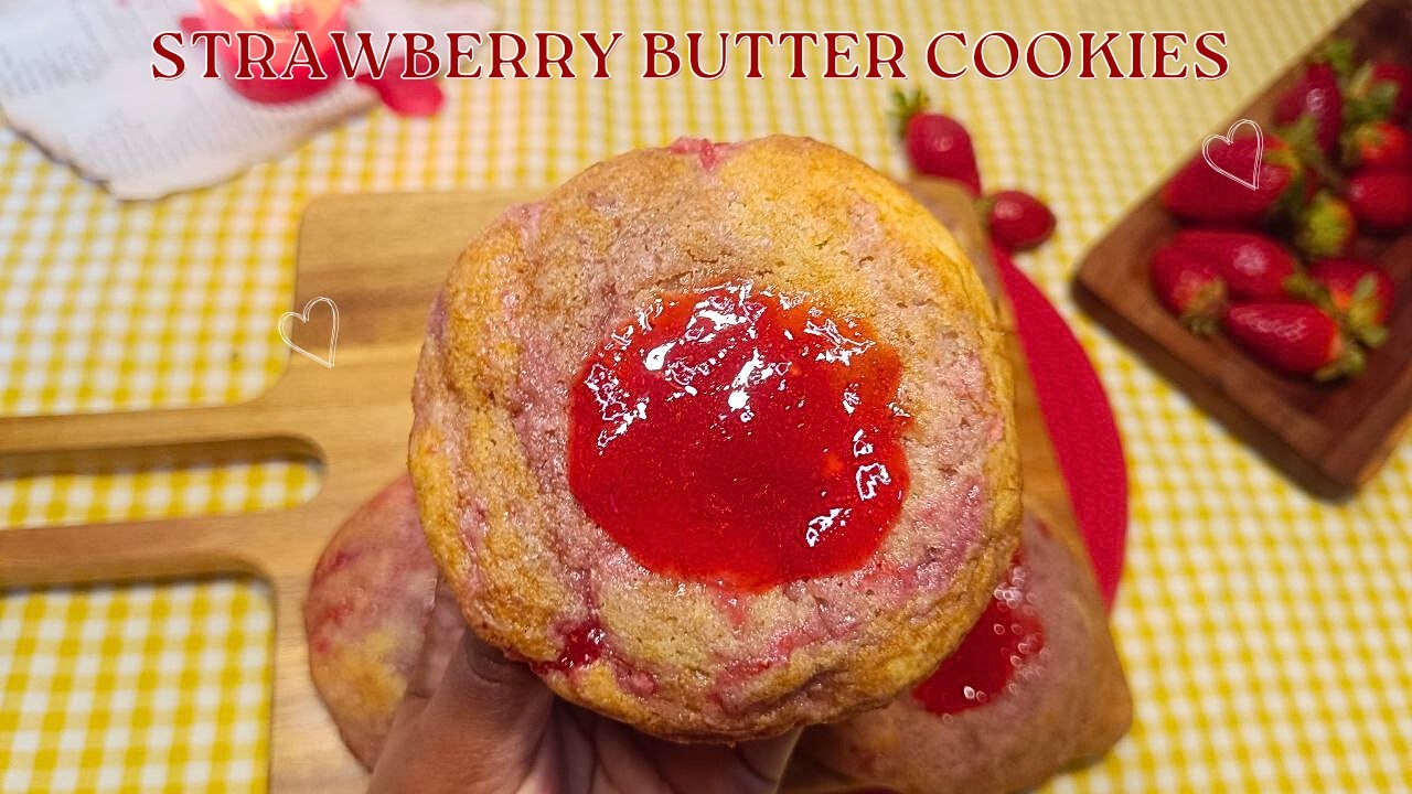 Thick & Chewy Strawberry Butter Cookies | Baking Therapy