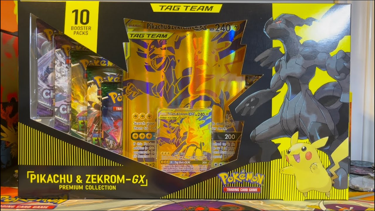 Pikachu & Zekrom Gold Tag Team Special Collection Box! Whats Inside?