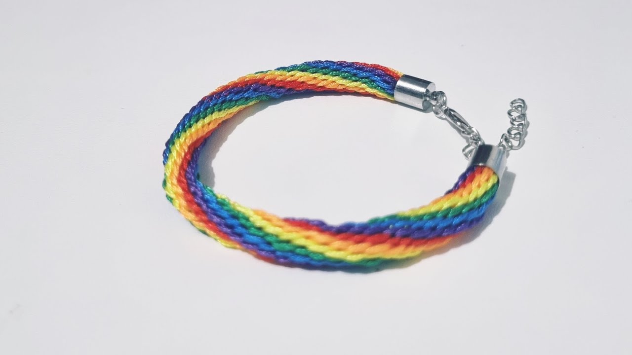How to make a Rainbow Spiral Kumihimo Bracelet