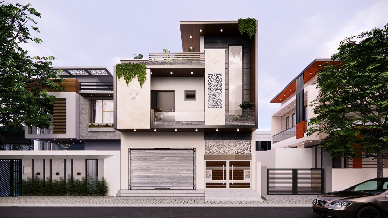 25'x50' House Design in SketchUp with Enscape | Exterior Elevation & 3D Design