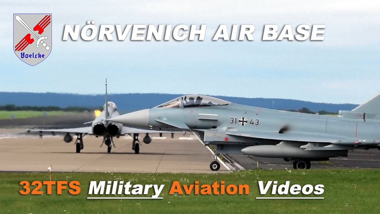 [4K] German AF Eurofighter morning takeoffs at N&ouml;rvenich AB (ETNN)